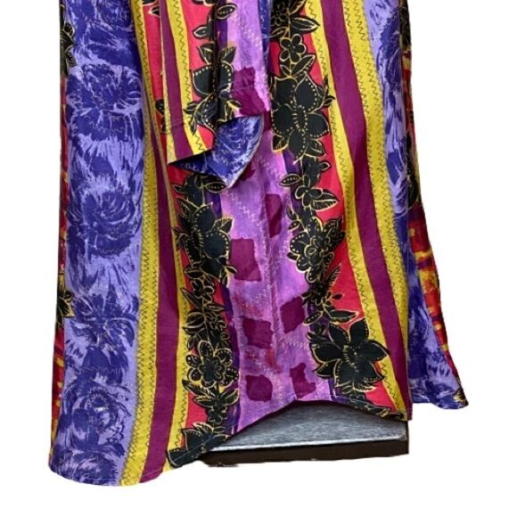 Vintage 90’s silk abstract print short sleeve button up shirt size S - Picture 5 of 16